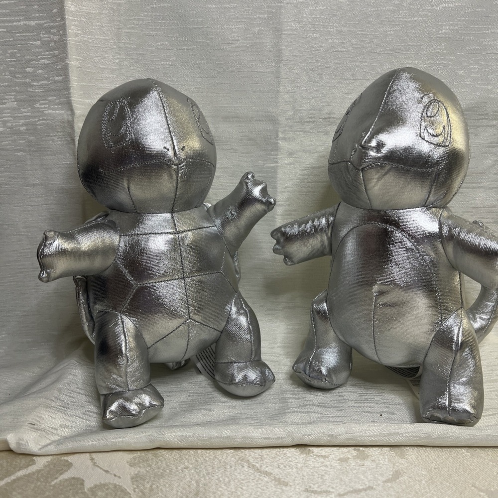 Jazwares Pokemon Squirtle Silver 9" Plush Set Of 2